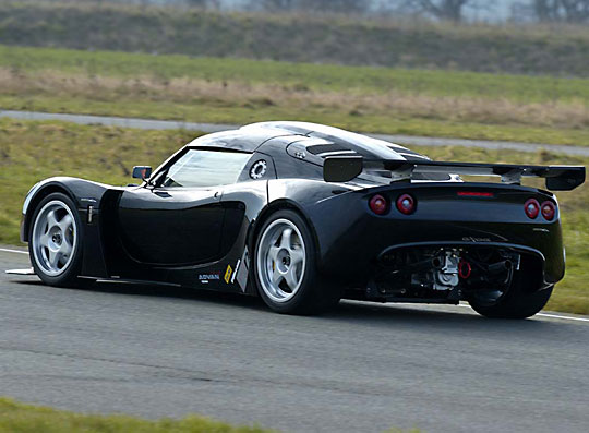 Lotus Sport Exige, from the rear on the track