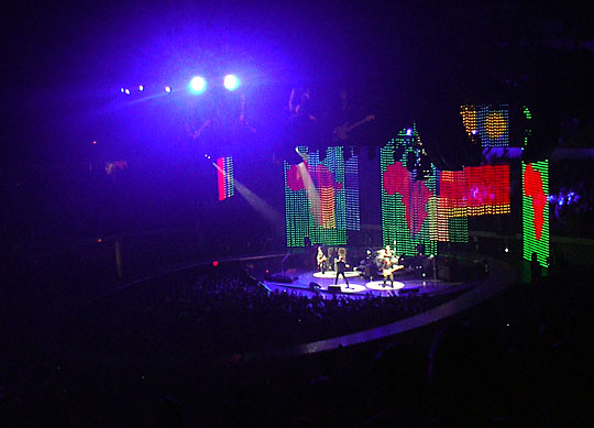 colored curtains at U2 concert