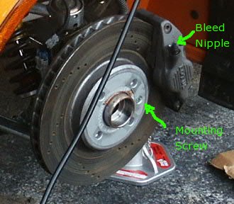 front caliper and bleed nipple