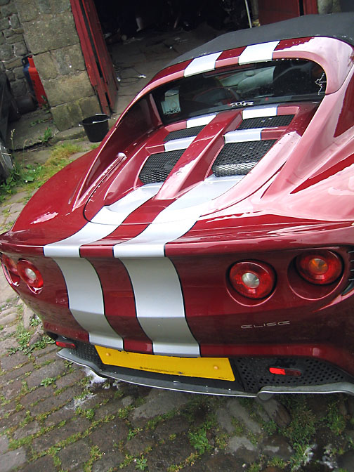 Rear view of grilles removed, Lotus Elise