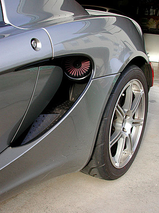 inside grille of Lotus Elise with TurboXS intake