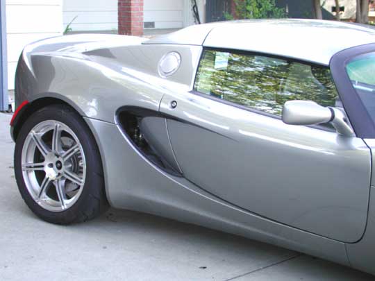 Lotus Elise with grille fins removed but frame intact