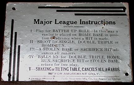 Major League instruction plate
