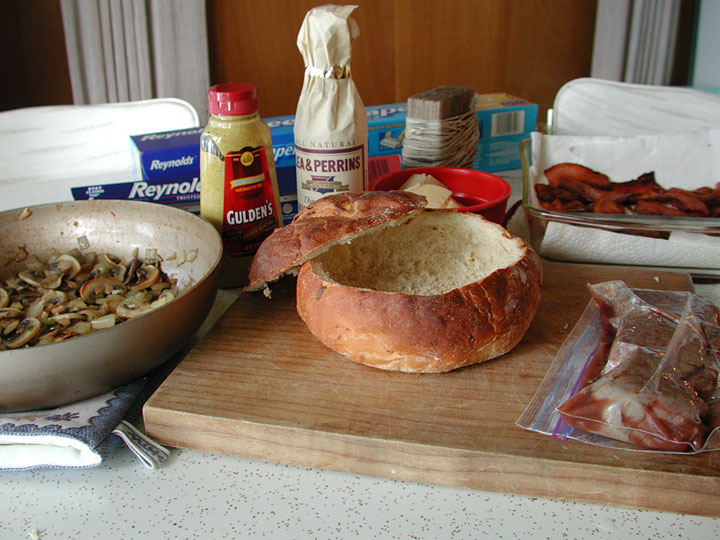 bread hollowed out and ready